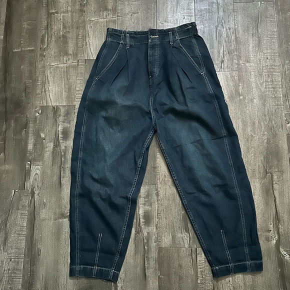 Free People Dark Denim Sawyer Pull On Boyfriend Jeans - Picture 3 of 4